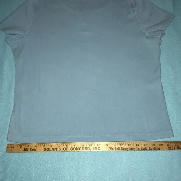 BASIC EDITIONS embroidered details short sleeve cotton light blue size XL - Picture 7 of 9